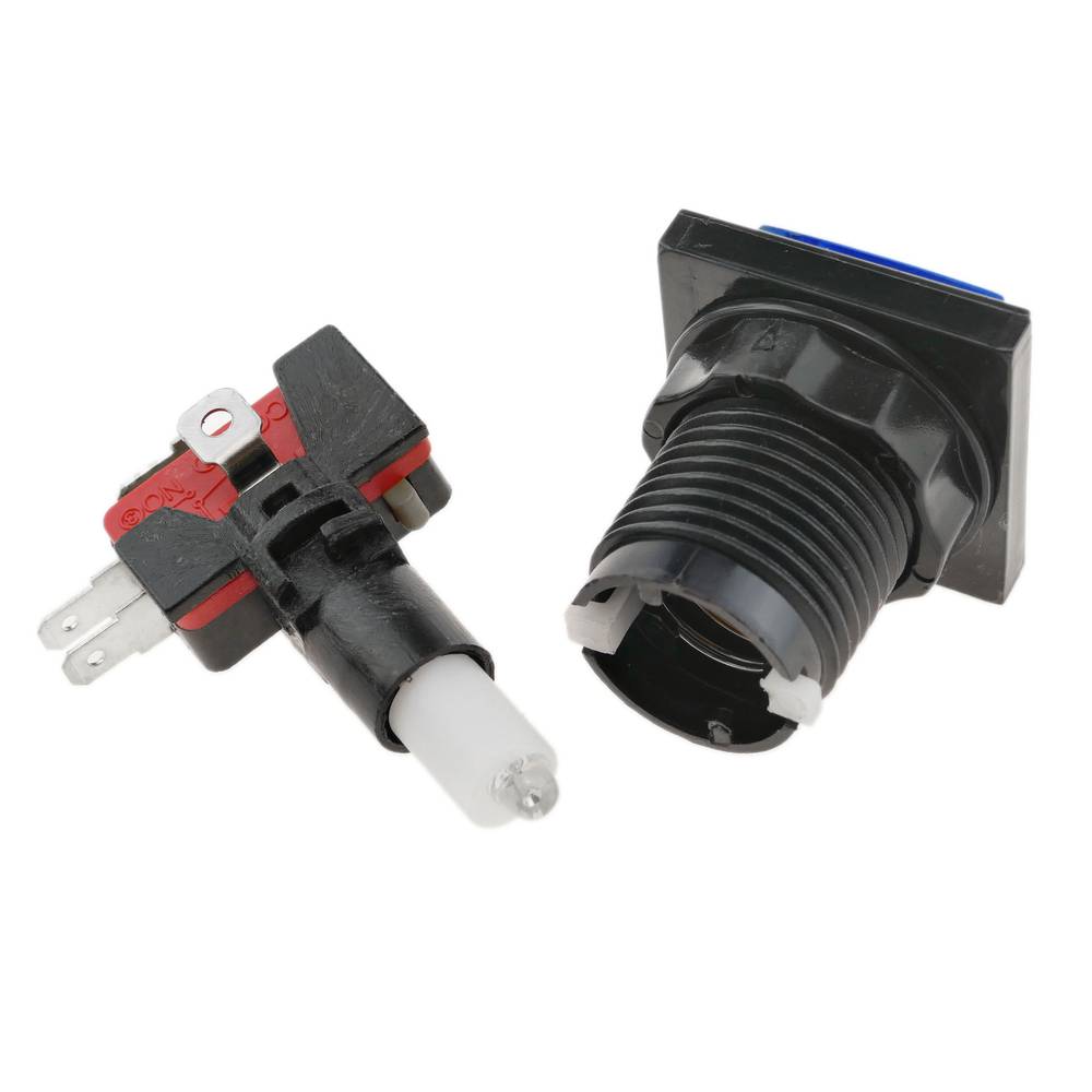 Pulsante arcade momentaneo interruttore 32x32 mm 1NO 1NC 250V 15A SPDT blu con luce