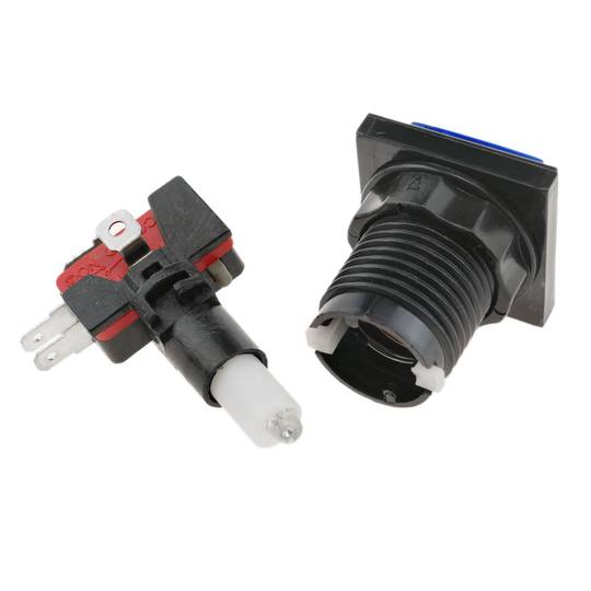Pulsante arcade momentaneo interruttore 32x32 mm 1NO 1NC 250V 15A SPDT blu con luce