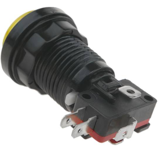 Chwilowy przycisk zręcznościowy 32 mm 1NO 1NC 250V 15A SPDT żółty ze światłem