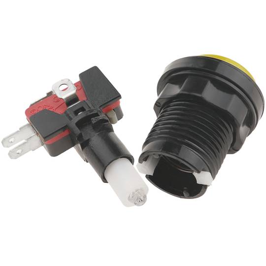 Chwilowy przycisk zręcznościowy 32 mm 1NO 1NC 250V 15A SPDT żółty ze światłem