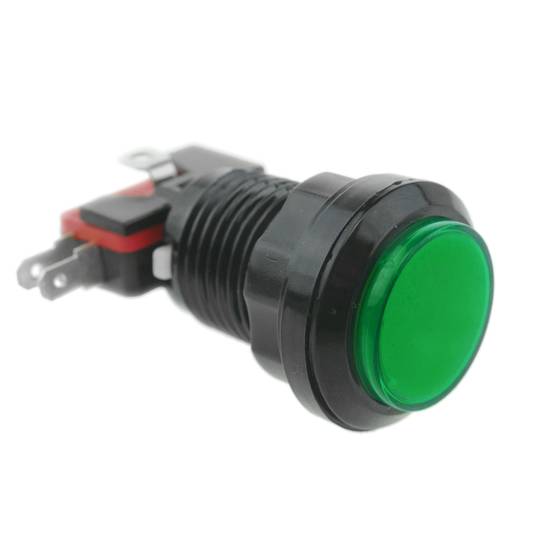 Botão de pressão arcade momentâneo 32 mm 1NO 1NC 250V 15A SPDT verde com luz