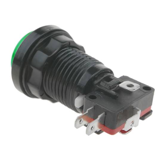 Botão de pressão arcade momentâneo 32 mm 1NO 1NC 250V 15A SPDT verde com luz
