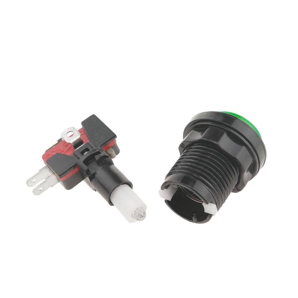 Botão de pressão arcade momentâneo 32 mm 1NO 1NC 250V 15A SPDT verde com luz