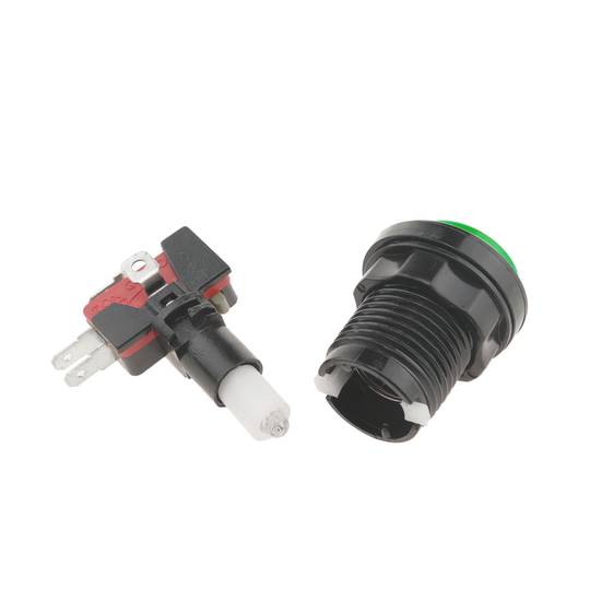 Botão de pressão arcade momentâneo 32 mm 1NO 1NC 250V 15A SPDT verde com luz