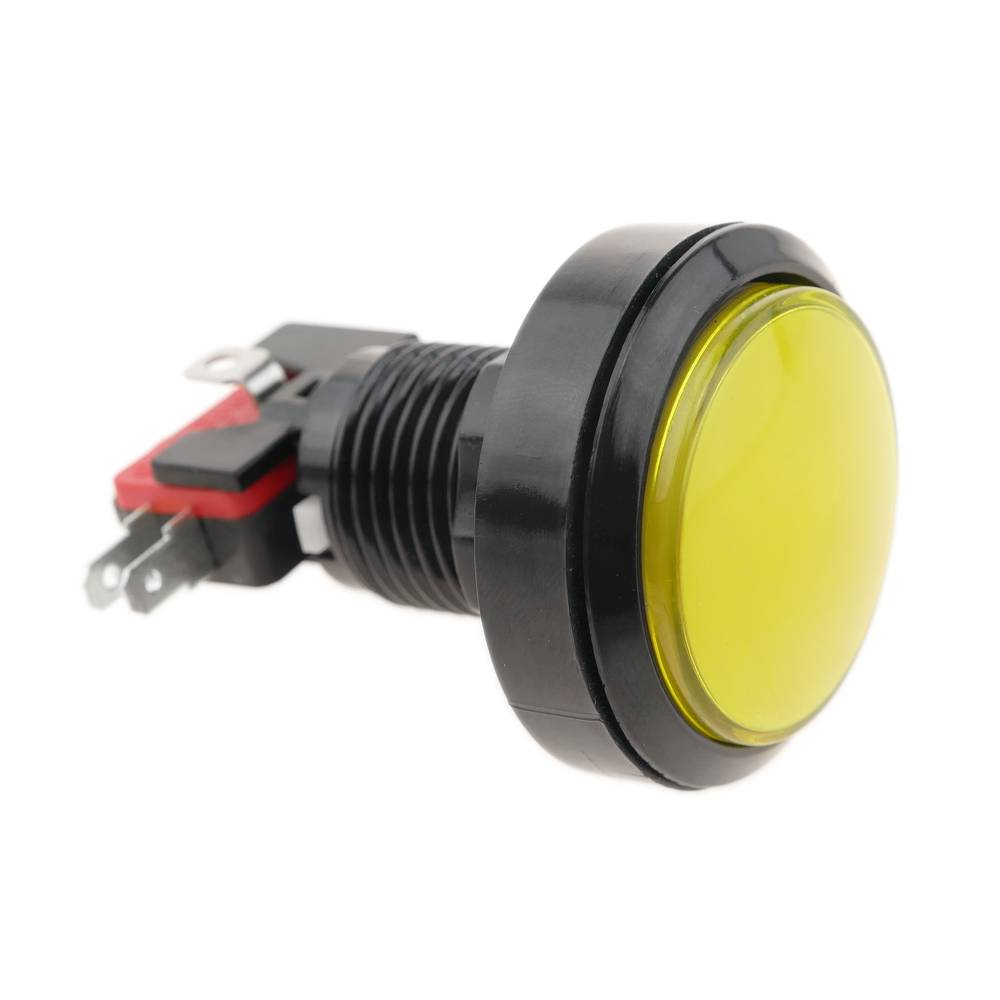 Momentary arcade button 45 mm 1NO 1NC 250V 15A SPDT geel met licht