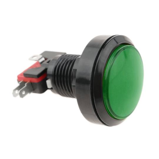 Push button arcade momentary 45 mm 1NO 1NC 250V 15A SPDT green with light