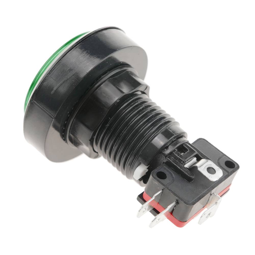 Push button arcade momentary 45 mm 1NO 1NC 250V 15A SPDT green with light