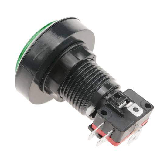 Push button arcade momentary 45 mm 1NO 1NC 250V 15A SPDT green with light