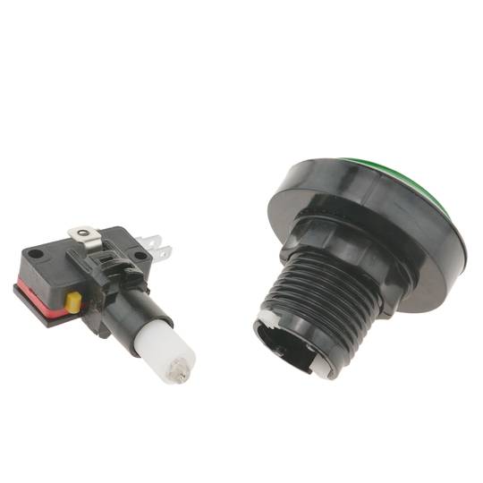 Push button arcade momentary 45 mm 1NO 1NC 250V 15A SPDT green with light