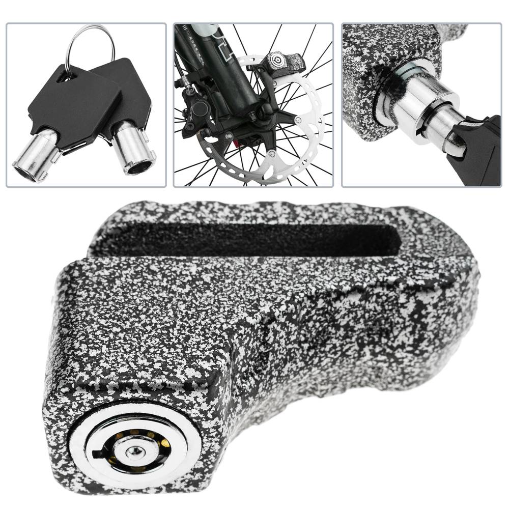 Anti-theft padlock for disk brake with key lock for bicycle bike and motorbike gray