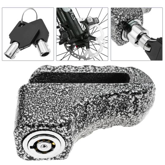 Anti-theft padlock for disk brake with key lock for bicycle bike and motorbike gray