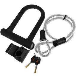 Candado antirrobo de acero para bicicleta y motocicleta 130 x 200 mm en forma de U con llave y cable 120 mm