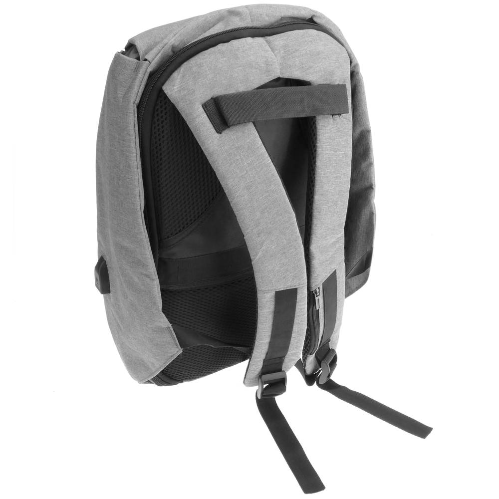 Sac à dos antivol gris pour ordinateur portable avec port de chargement USB