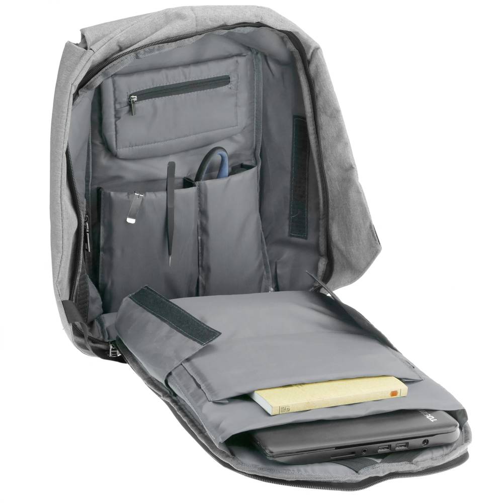 Sac à dos antivol gris pour ordinateur portable avec port de chargement USB