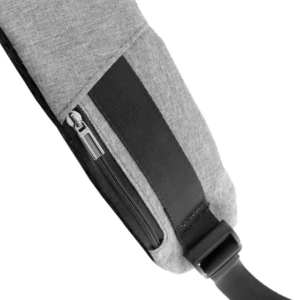 Sac à dos antivol gris pour ordinateur portable avec port de chargement USB