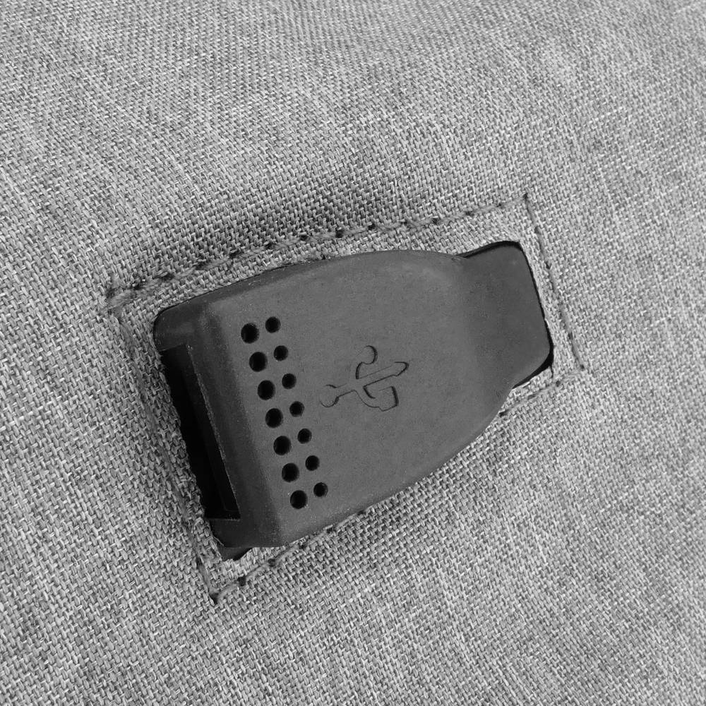 Sac à dos antivol gris pour ordinateur portable avec port de chargement USB