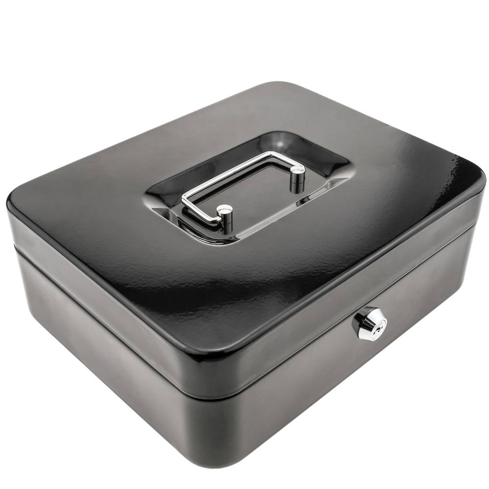 Durable Metal Cash Box with Money Tray White,7.87 x 6.3 x 3.35 inches Jssmst Small Cash Box with Combination Lock SM-CB07005M 