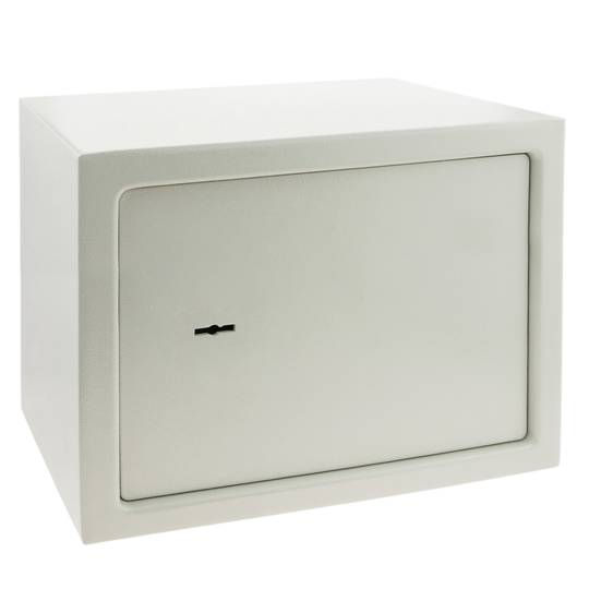 Caixa forta de seguretat d'acer i amb claus 35 x 25 x 25 cm beix
