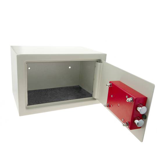 Sejf stalowy i klucze 31 x 20 x 20 cm beżowy