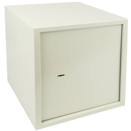 Security money safe key operated in steel wallmount 35 x 36 x 38 cm beige