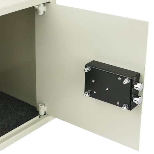 Security money safe key operated in steel wallmount 35 x 36 x 38 cm beige