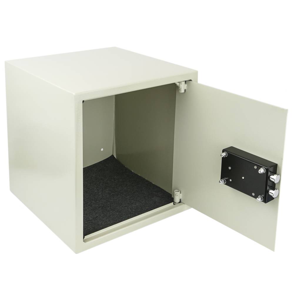 Security money safe key operated in steel wallmount 35 x 36 x 38 cm beige