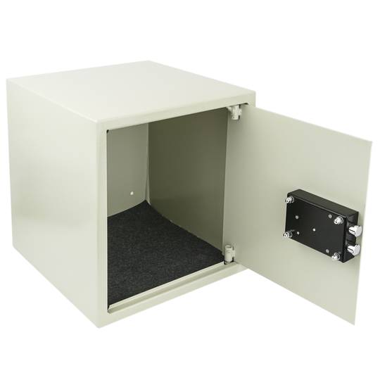 Security money safe key operated in steel wallmount 35 x 36 x 38 cm beige