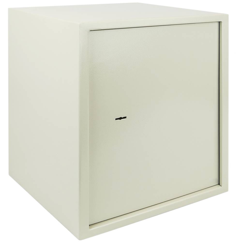 Stalen kluis en met sleutels 36 x 33 x 50 cm beige