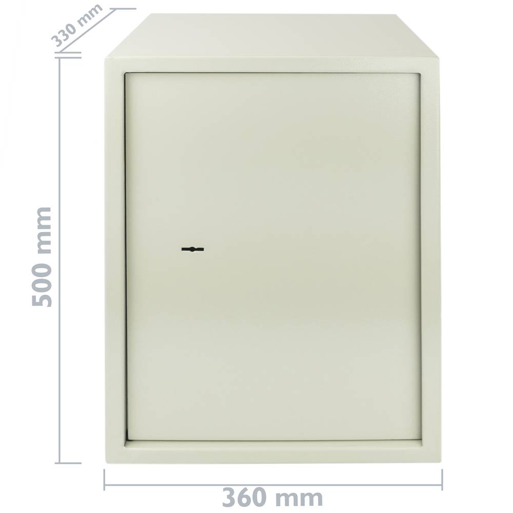 Stalen kluis en met sleutels 36 x 33 x 50 cm beige