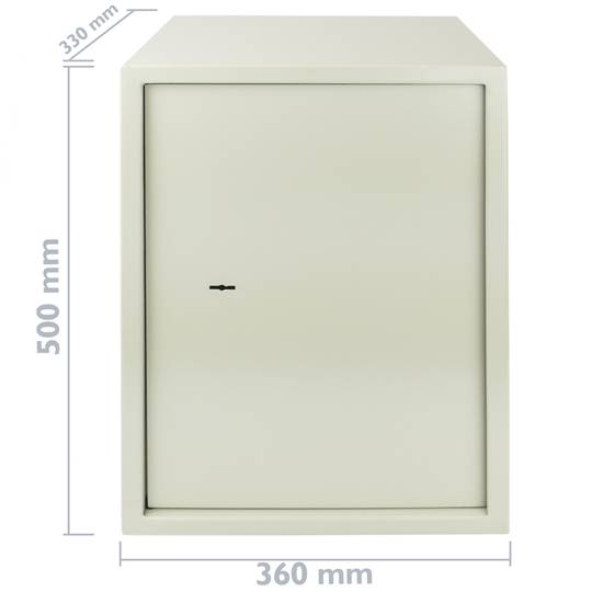 Stalen kluis en met sleutels 36 x 33 x 50 cm beige