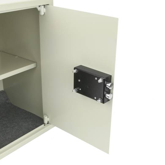 Stalen kluis en met sleutels 36 x 33 x 50 cm beige