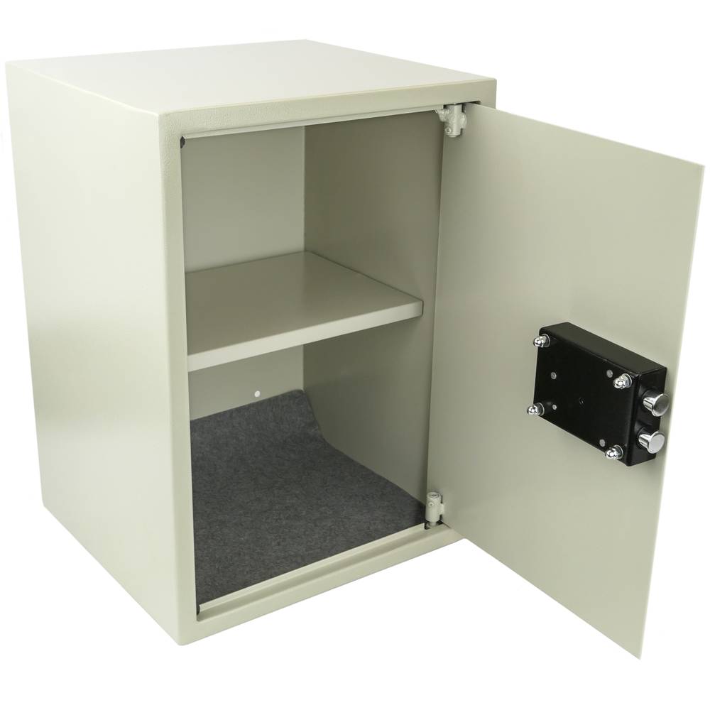 Stalen kluis en met sleutels 36 x 33 x 50 cm beige