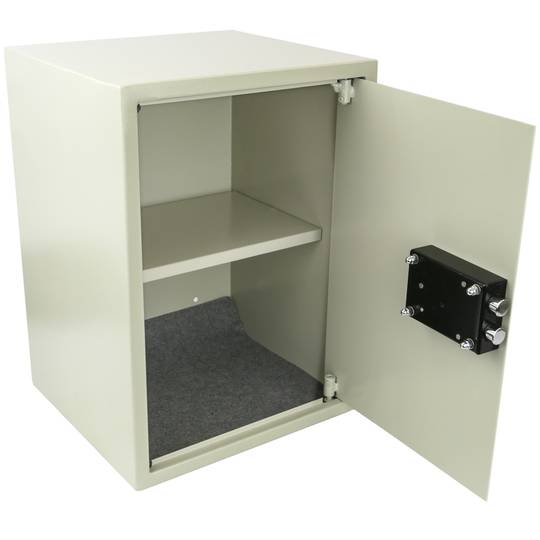 Stalen kluis en met sleutels 36 x 33 x 50 cm beige