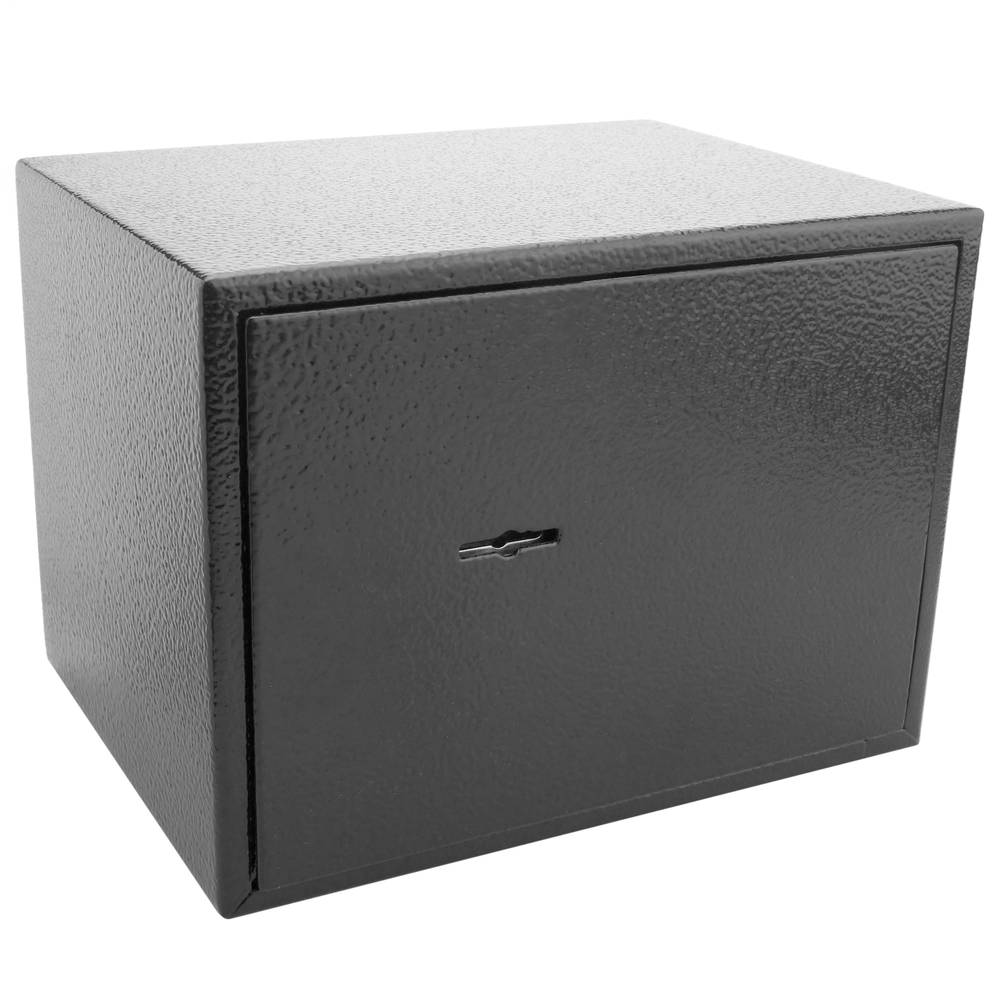 Security money safe key operated in steel wallmount 19 x 14 x 14 cm black