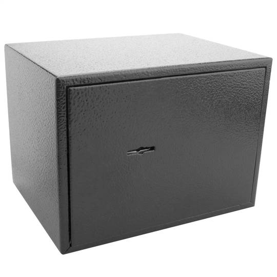 Security money safe key operated in steel wallmount 19 x 14 x 14 cm black