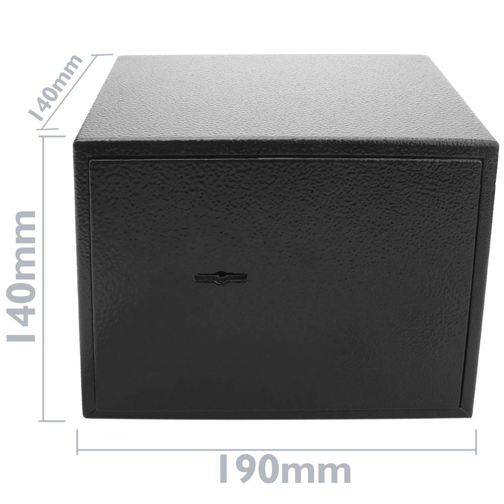 Security money safe key operated in steel wallmount 19 x 14 x 14 cm black