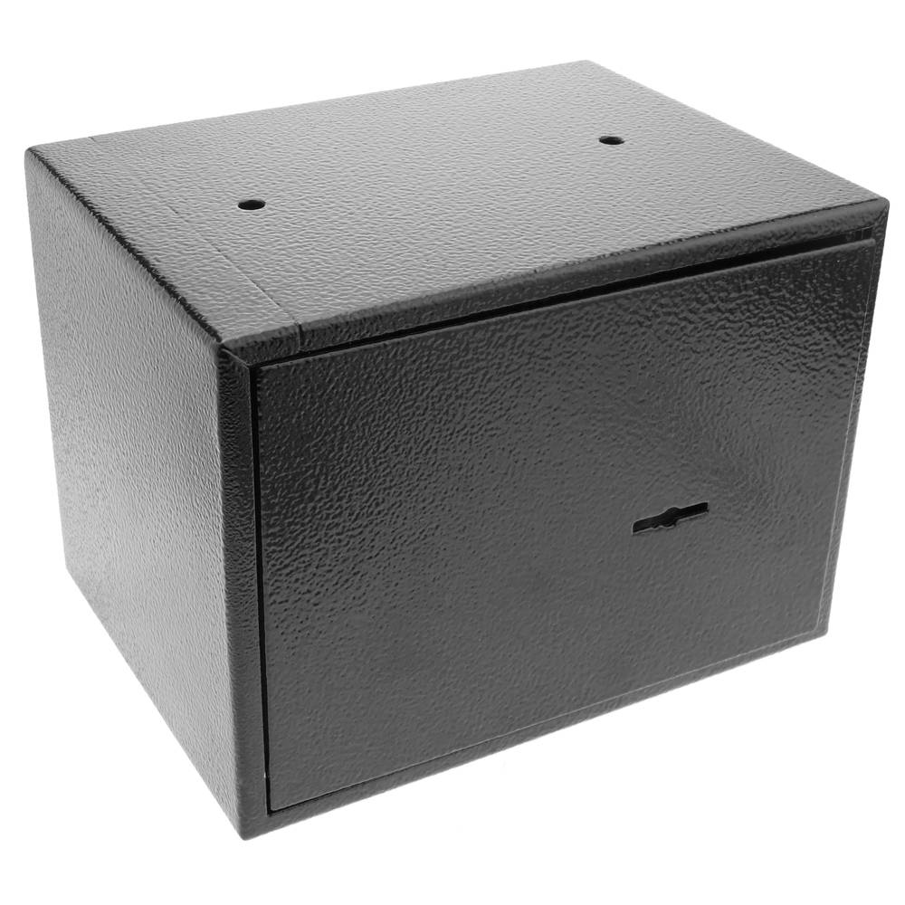 Security money safe key operated in steel wallmount 19 x 14 x 14 cm black