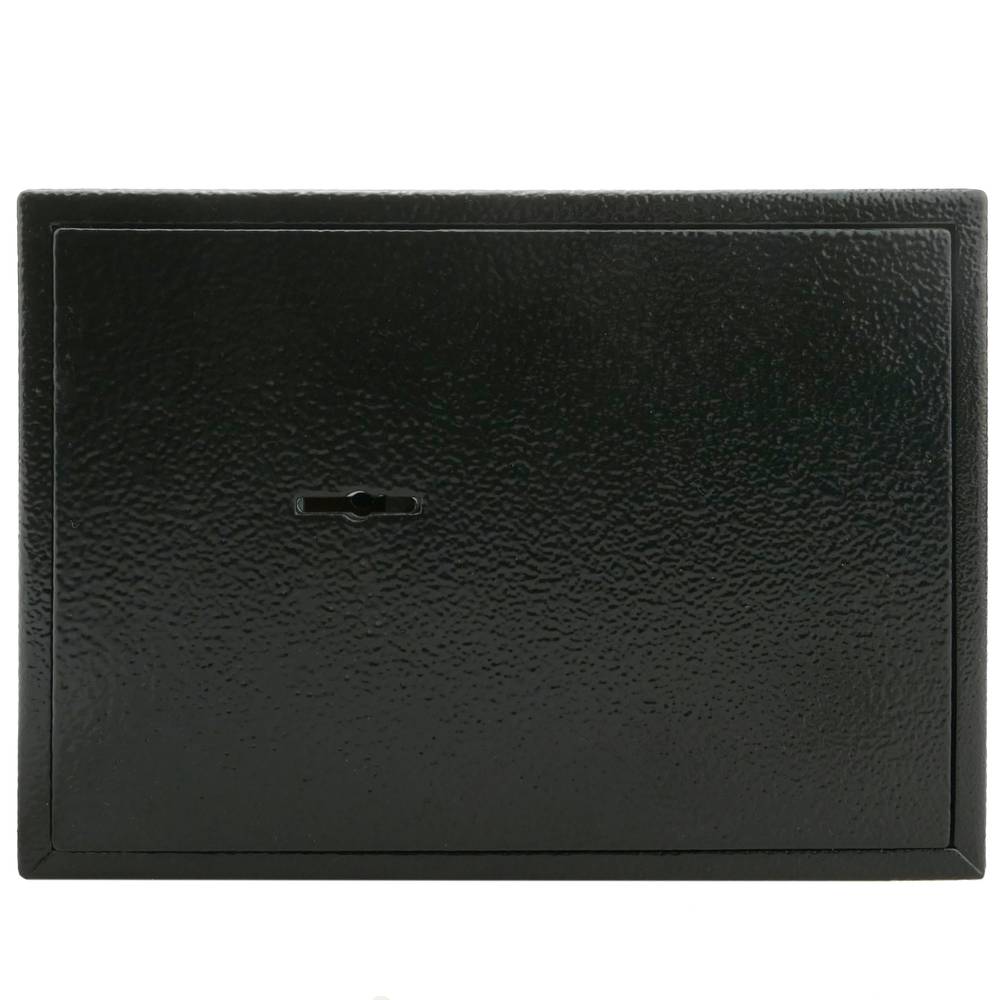 Security money safe key operated in steel wallmount 19 x 14 x 14 cm black