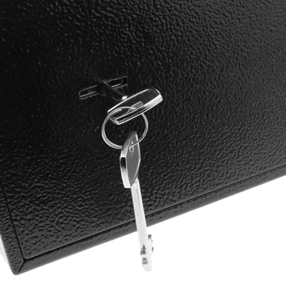 Security money safe key operated in steel wallmount 19 x 14 x 14 cm black