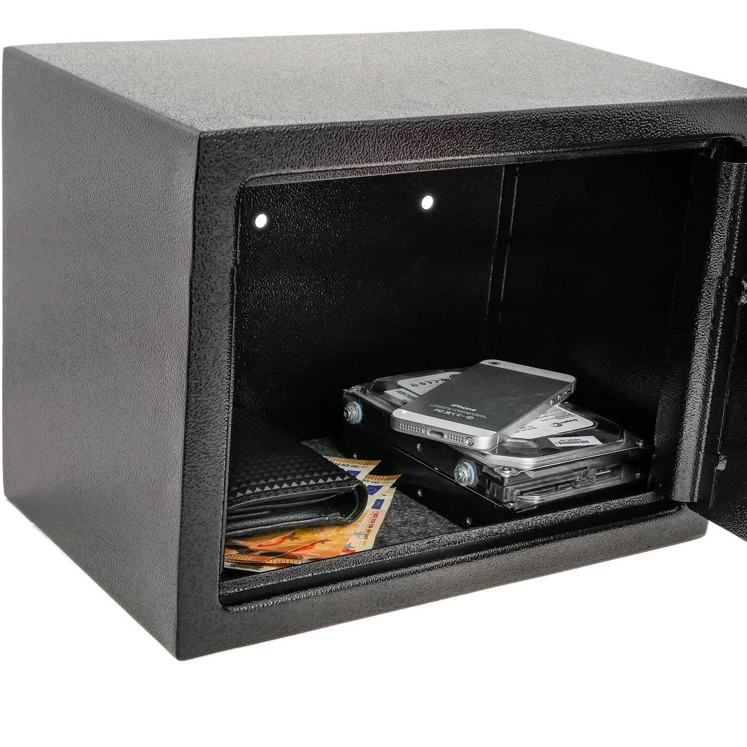 Wandtresor Stahl mit Schlüssel Mauertresor Möbeltresor  Wandeinbautresor 35 x 25 x 25 cm schwarz