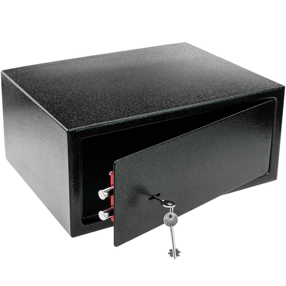 PrimeMatik Caja Fuerte de Seguridad de Acero y con Llaves 31 x 20 x 20 cm Beige