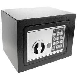 Caja fuerte de seguridad de acero con código electrónico digital 23x17x17cm negra