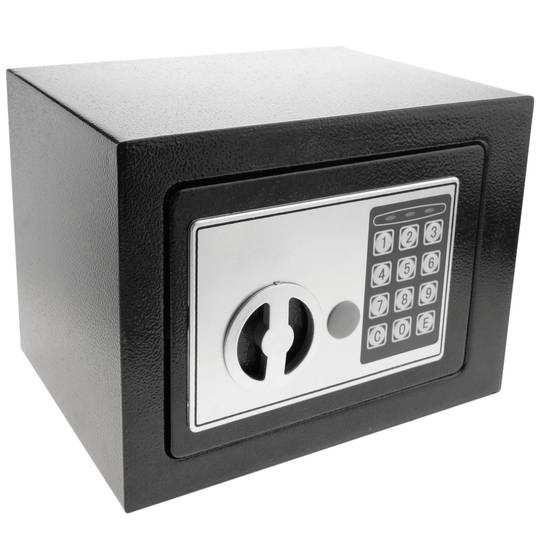 Caja fuerte de seguridad de acero con código electrónico digital 23x17x17cm negra