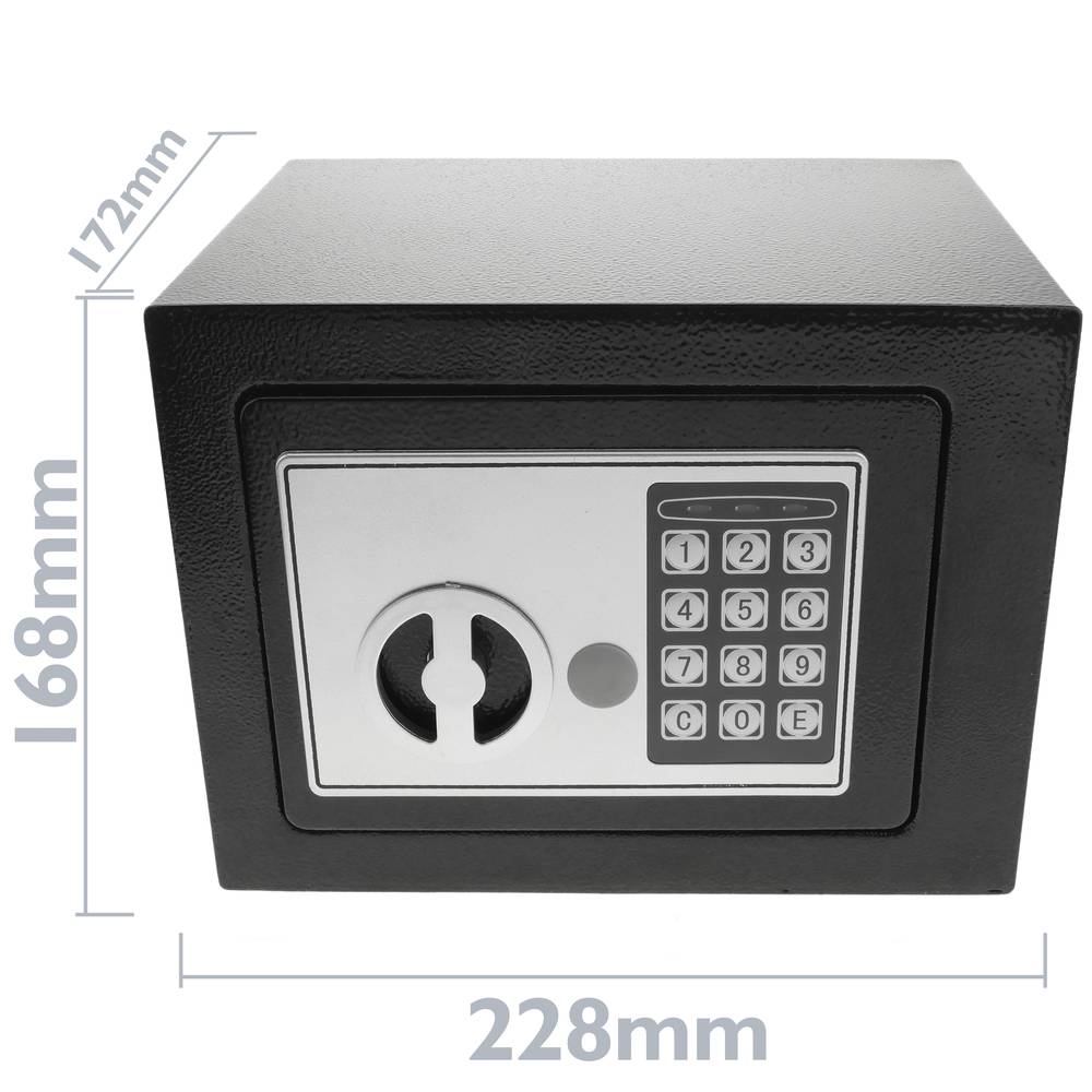 Caja fuerte de seguridad de acero con código electrónico digital 23x17x17cm negra