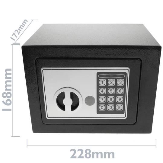 Caja fuerte de seguridad de acero con código electrónico digital 23x17x17cm negra