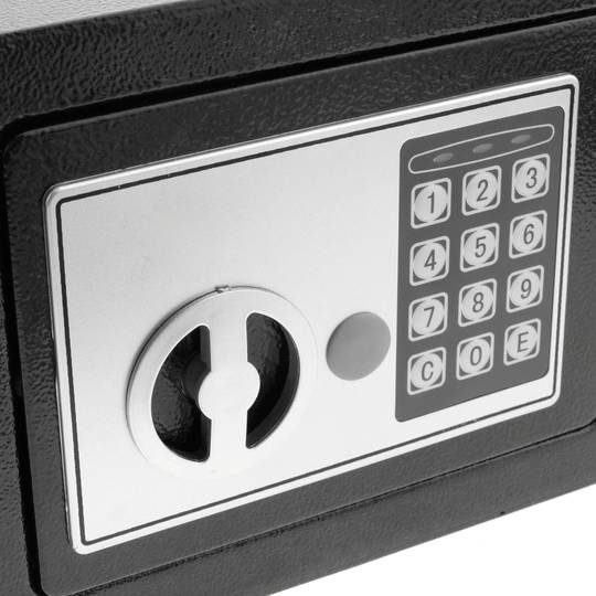 Caja fuerte de seguridad de acero con código electrónico digital 23x17x17cm negra