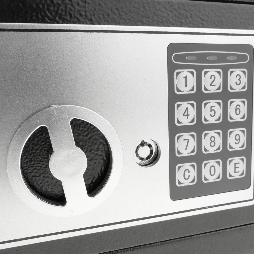 Caja fuerte de seguridad de acero con código electrónico digital 23x17x17cm negra