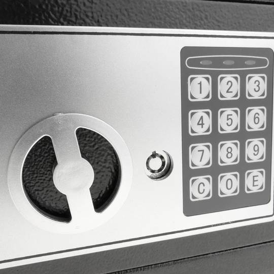 Caja fuerte de seguridad de acero con código electrónico digital 23x17x17cm negra