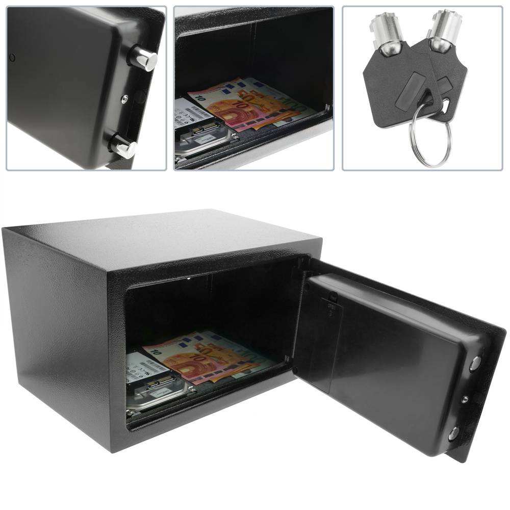 Coffre-fort mural de sécurité en acier à code électronique numérique 35x25x25cm noir