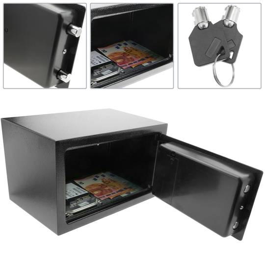 Coffre-fort mural de sécurité en acier à code électronique numérique 35x25x25cm noir